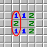 The 1-2-1 pattern, example 2, marked